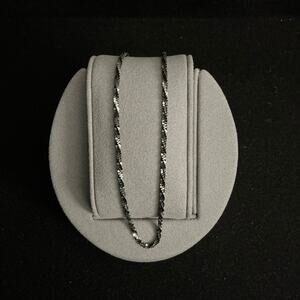 NEW- Made in Italy-Black Rhodium & 925 Sterling Silver Twisted Rock 10in Anklet